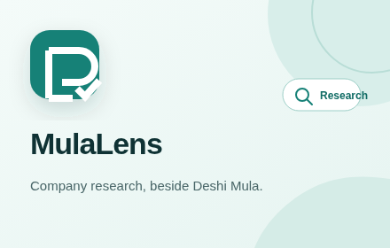 MulaLens promotional image showing the research panel